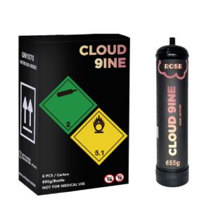 * UK Highlands & Isle of Man * - CLOUD 9INE 695g N2O drink infusion cylinder Rose x6 pack